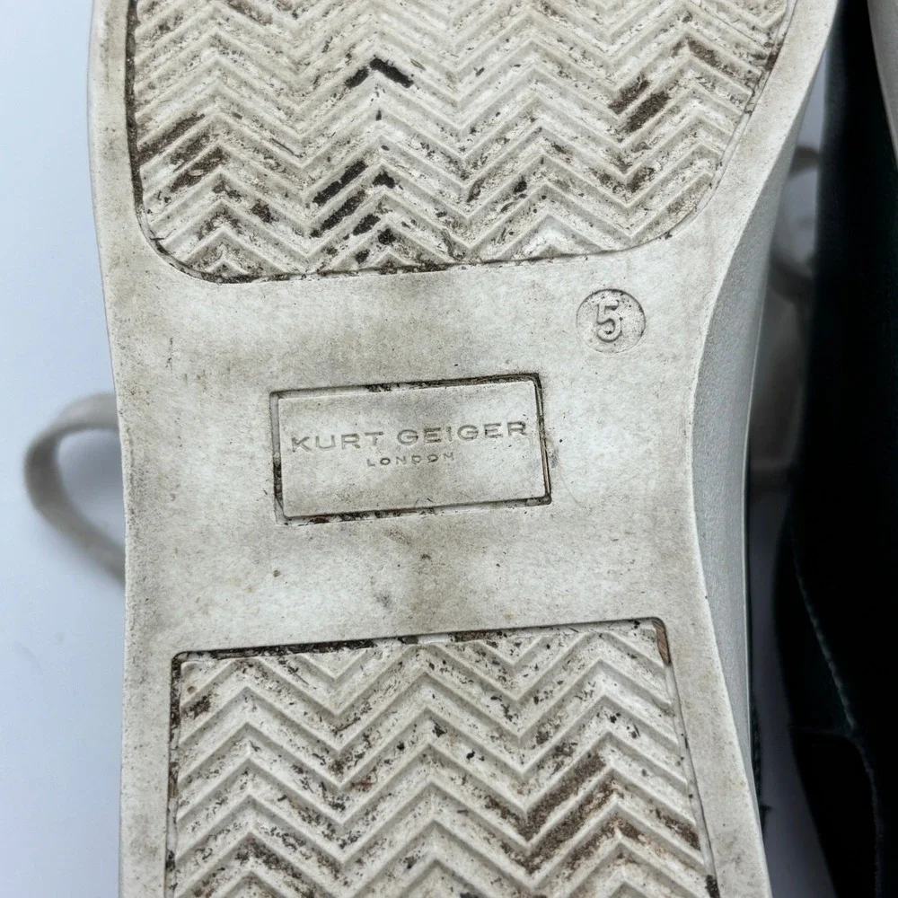 Kurt Geiger Green Leather Embellished Eye Sneakers with Black Heel